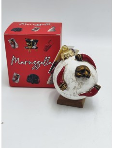 Pallina di Natale bianca con maschere e corni in ceramica 10 cm, variante 03 | Maruzzella Ceramiche -MARUZZELLA CERAMICHE 2