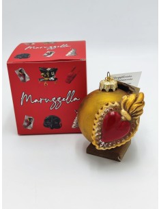 Pallina di Natale oro con cuore di Gesù in ceramica 10 cm | Maruzzella Ceramiche -MARUZZELLA CERAMICHE 2