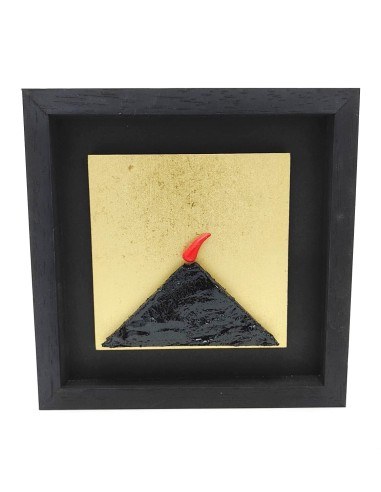 Quadro Vesuvio nero - oro 19x19 da parete -ALLERIA