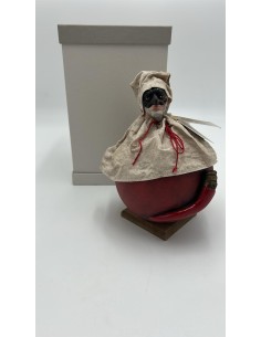 Pallina portafortuna grande rossa con Pulcinella e corno portafortuna | Maruzzella -MARUZZELLA CERAMICHE