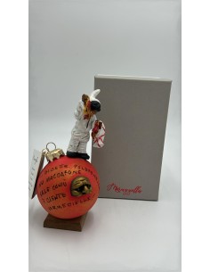 Pallina portafortuna rossa con Pulcinella e scritta di buon augurio | Maruzzella -MARUZZELLA CERAMICHE