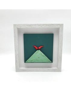 Quadro Vesuvio artigianale 19x19 cm in legno e pietra verde, da parete | Alleria -ALLERIA