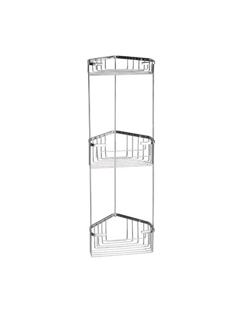 Portaoggetti angolare per doccia a 3 ripiani in acciaio inox lucido, H 61,5 cm | Gedy -GEDY