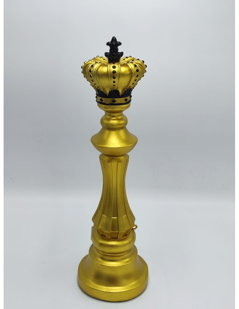 Scultura Re degli scacchi in resina nero e oro, H 40 cm | Mauro Ferretti -MAURO FERRETTI
