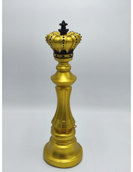 Scultura Re degli scacchi in resina nero e oro, H 40 cm | Mauro Ferretti -MAURO FERRETTI