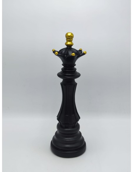Scultura Regina degli scacchi in resina nero e oro, H 37 cm | Mauro Ferretti -MAURO FERRETTI