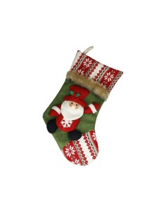 Calza della Befana Babbo Natale verde in poliestere e TNT, 30x46 cm | Brandani -BRANDANI