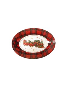 Ciotola ovale natalizia Christmas in melamina con decoro trenino, 33x23 cm | Brandani -BRANDANI