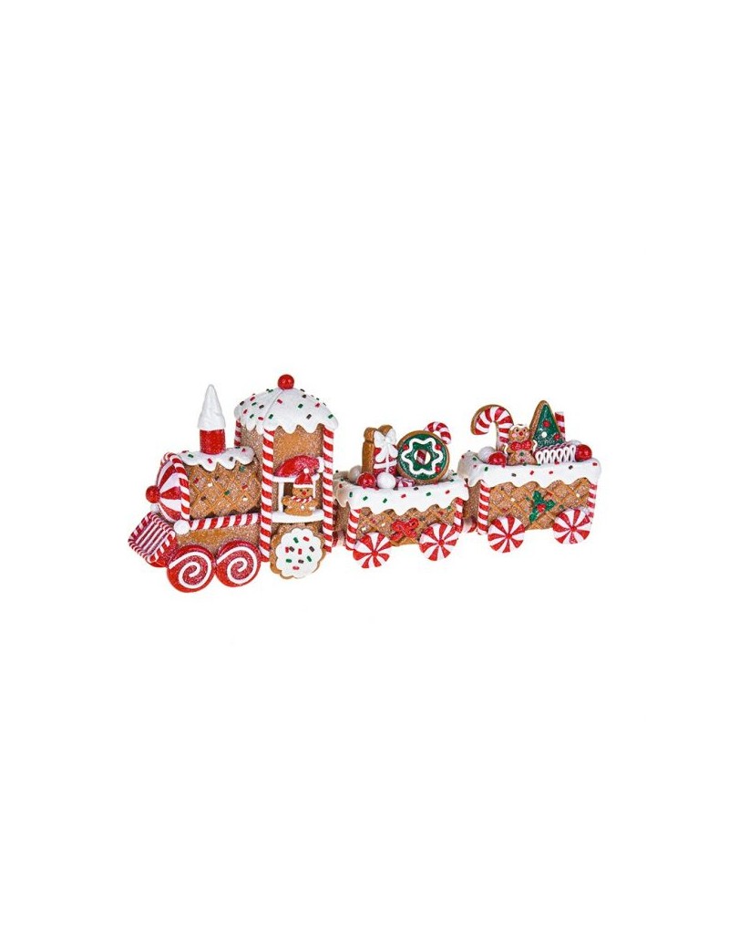 Decorazione natalizia trenino effetto marzapane, collezione Ginger Bread, L 33 cm | Brandani -BRANDANI