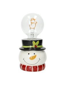 Lampada natalizia da appoggio pupazzo di neve in dolomite e vetro, 19,5 cm | Brandani -BRANDANI