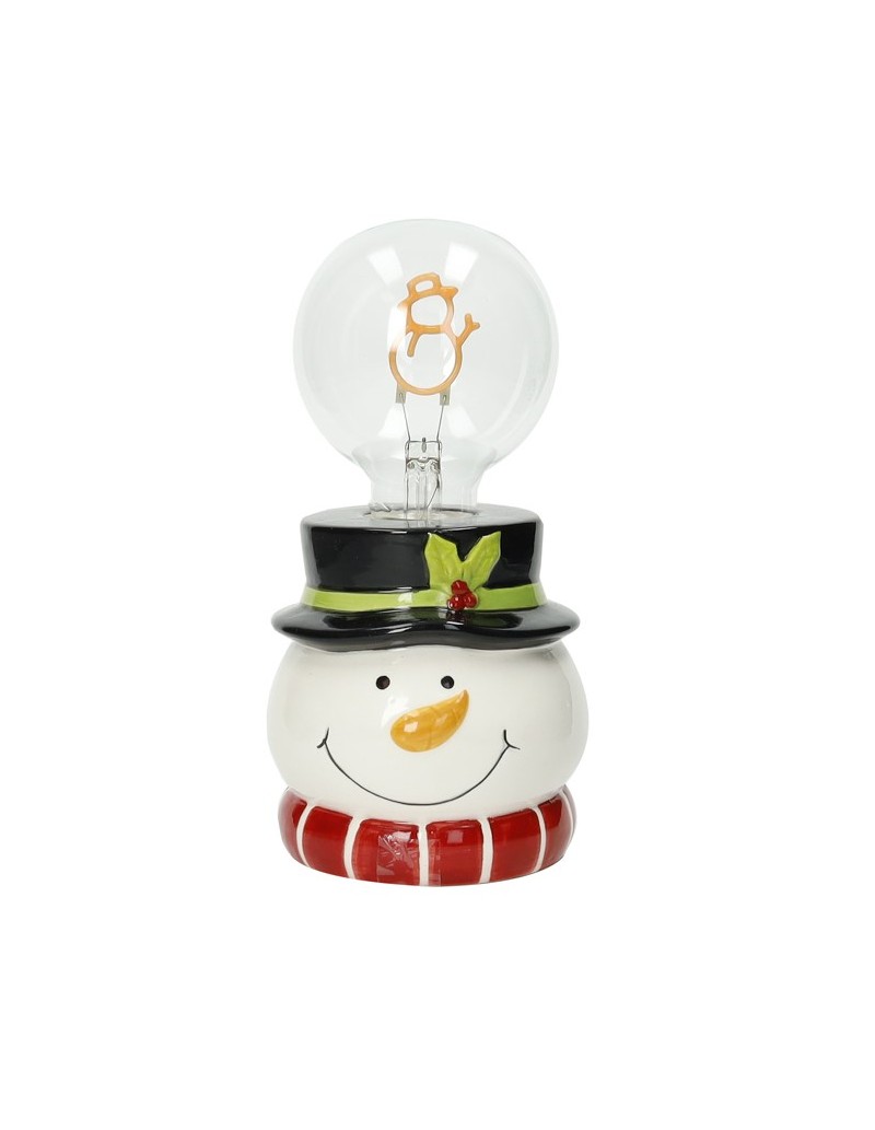 Lampada natalizia da appoggio pupazzo di neve in dolomite e vetro, 19,5 cm | Brandani -BRANDANI