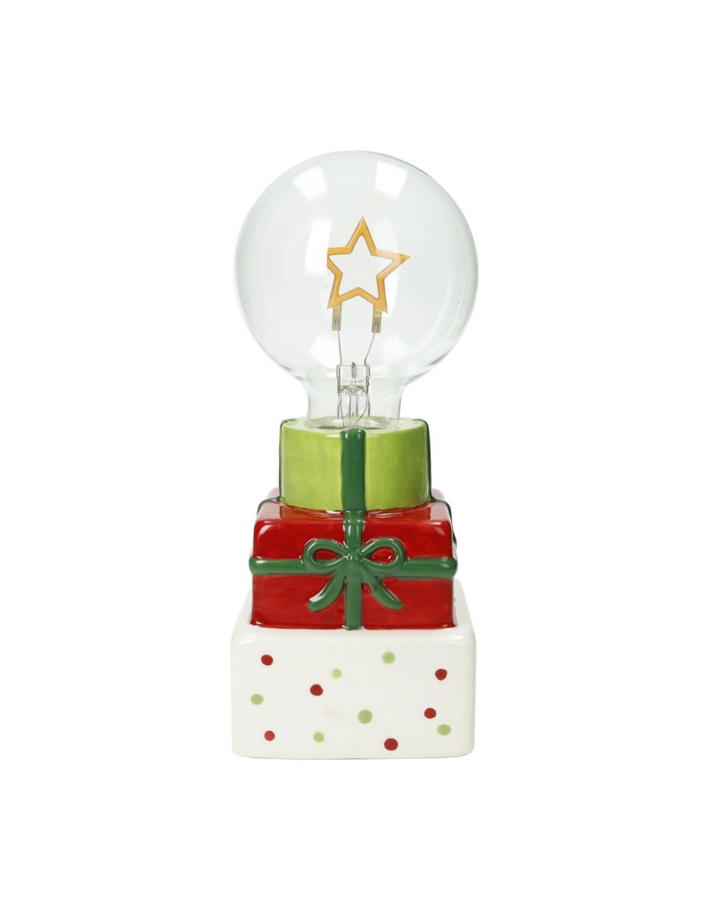 Lampada natalizia da tavolo pacchi regalo in dolomite con stella luminosa | Brandani -BRANDANI