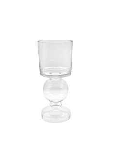 Portacandela centrotavola natalizio in vetro trasparente, Ø 14 x H 33,5 cm | Brandani -BRANDANI