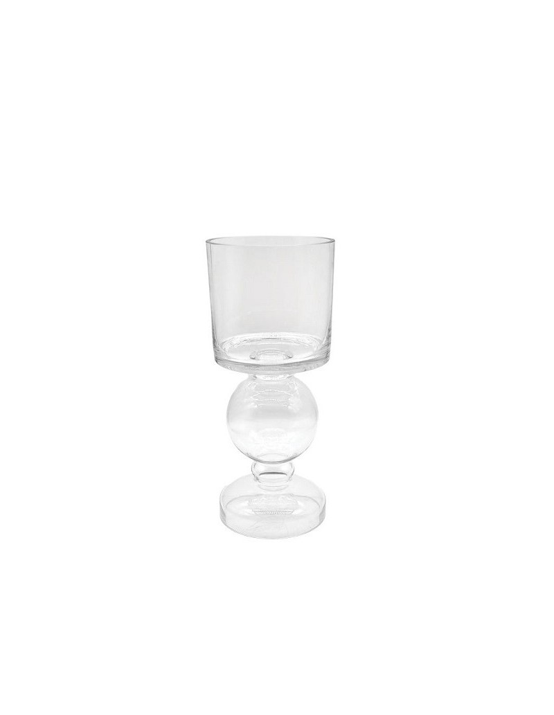 Portacandela centrotavola natalizio in vetro trasparente, Ø 14 x H 33,5 cm | Brandani -BRANDANI