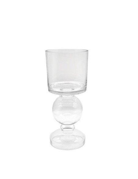 Portacandela centrotavola natalizio in vetro trasparente, Ø 14 x H 33,5 cm | Brandani -BRANDANI