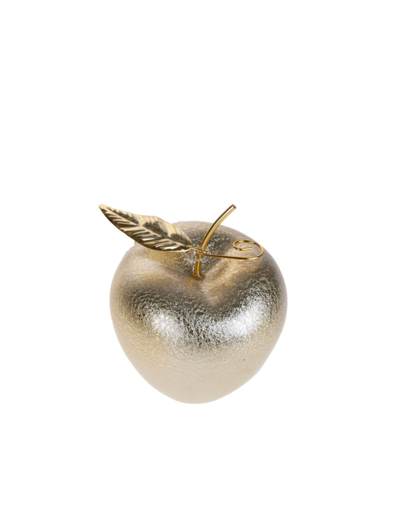 Statua Mela dorata in ceramica, decorazione di Natale, misura piccola Ø 11,5 cm | Brandani -BRANDANI
