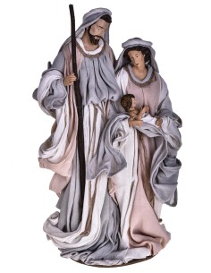 Statua Natività in resina e tessuto nei toni rosa e grigio, H 46 cm | Brandani -BRANDANI