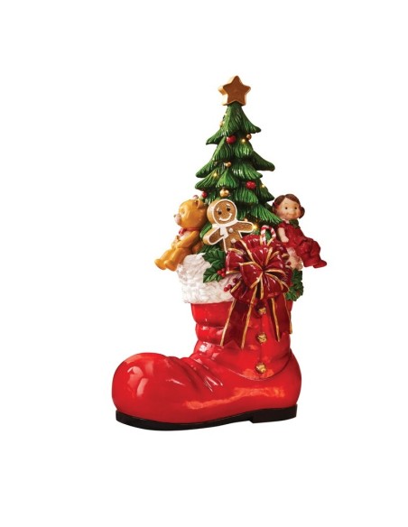 Statua natalizia Stivale di Babbo Natale con regali e luci LED, H 92 cm | Brandani -BRANDANI
