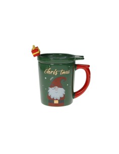 Tazza natalizia verde con coperchio e cucchiaino pacco regalo | Brandani -BRANDANI