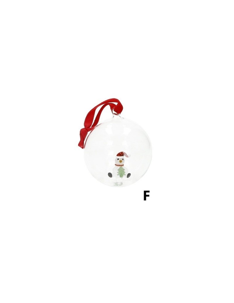 Pallina di Natale Christmas in vetro soffiato Ø 8 cm con soggetto interno | Brandani -BRANDANI
