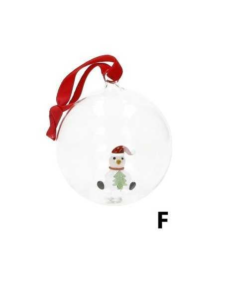 Pallina di Natale Christmas in vetro soffiato Ø 8 cm con soggetto interno | Brandani -BRANDANI