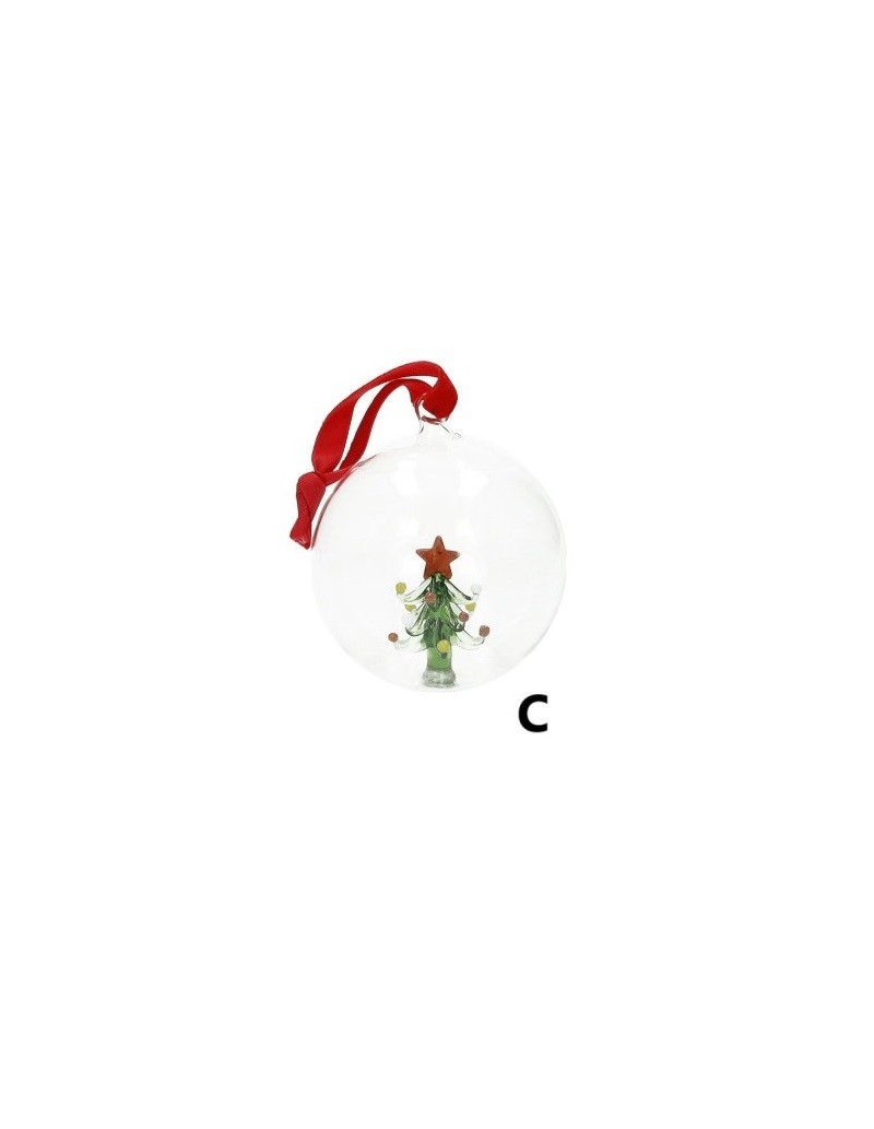 Pallina di Natale Christmas in vetro soffiato Ø 8 cm con soggetto interno | Brandani -BRANDANI