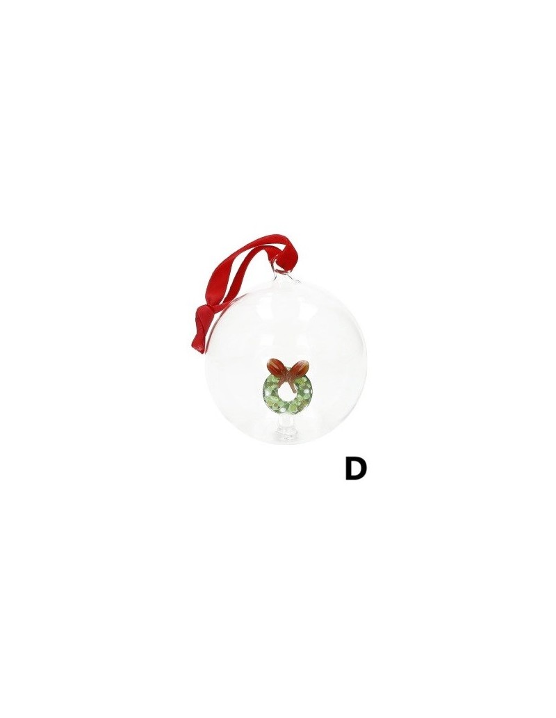 Pallina di Natale Christmas in vetro soffiato Ø 8 cm con soggetto interno | Brandani -BRANDANI