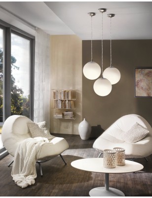 Lampada a sospensione Rondo sfera Ø 30 in vetro opale bianco e nichel, E27 | Eglo -EGLO 2