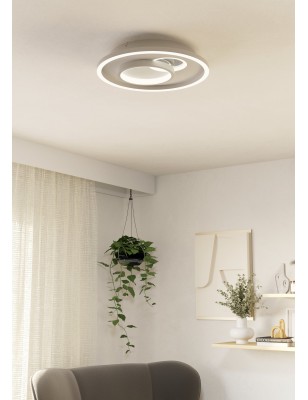 Plafoniera LED Tiriolo ad anelli Ø 38 cm acciaio bianco e argento a specchio, 4000 K | Eglo -EGLO 2