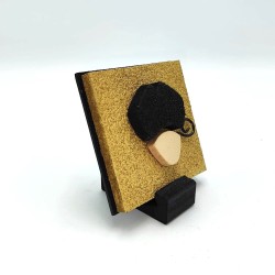 Quadro San Gennaro artigianale 9x9 cm in legno e pietra oro e nero | Alleria -ALLERIA 2