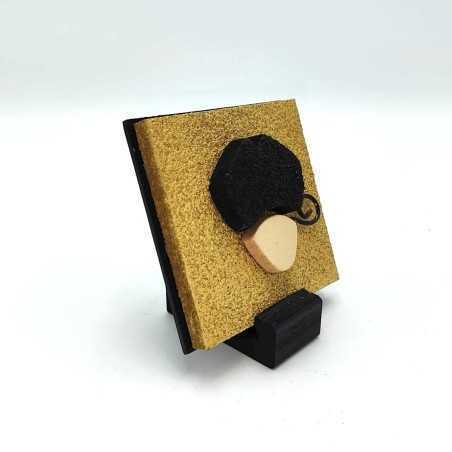 Quadro San Gennaro artigianale 9x9 cm in legno e pietra oro e nero | Alleria -ALLERIA