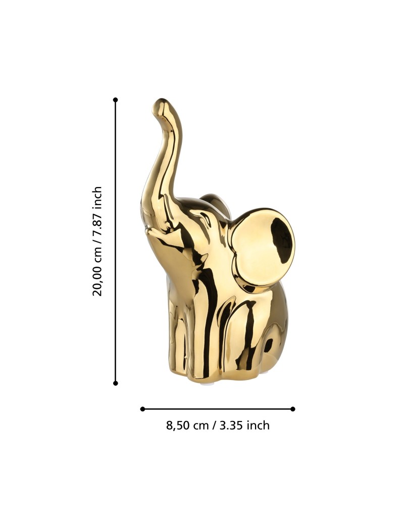 Statua elefante portafortuna finitura oro, collezione Benangin, H 20 cm | Eglo -EGLO