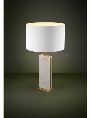 Lampada da tavolo Belesar con base in marmo bianco e ottone spazzolato, H 67 cm, E27 | Eglo -EGLO 2
