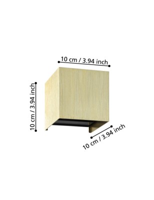 Applique LED Valmontone cubotto in alluminio ottone spazzolato con vetro, 10 cm | Eglo -EGLO 2