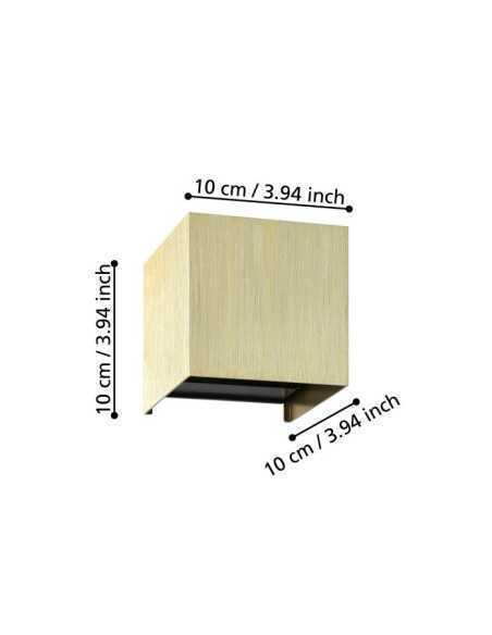 Applique LED Valmontone cubotto in alluminio ottone spazzolato con vetro, 10 cm | Eglo -EGLO