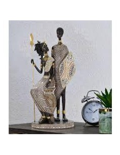 Scultura etnica famiglia Masai in resina, H 38 cm | Mauro Ferretti -MAURO FERRETTI