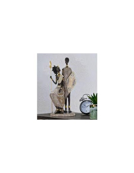 Scultura etnica famiglia Masai in resina, H 38 cm | Mauro Ferretti -MAURO FERRETTI