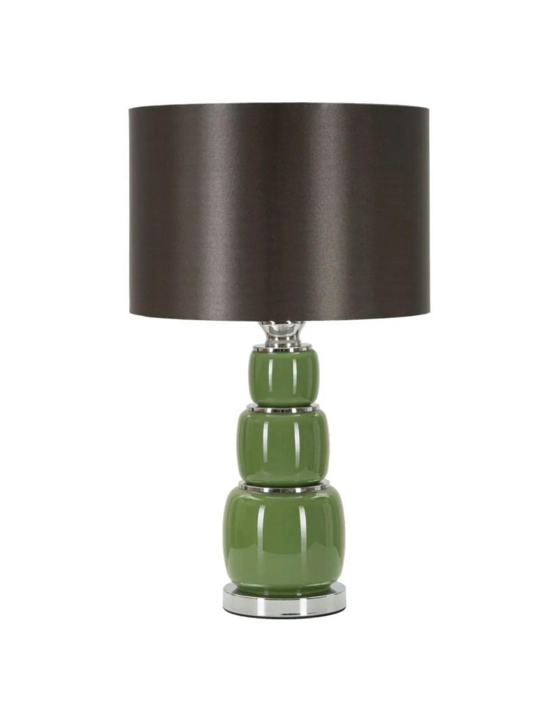 Lampada da tavolo Eva Three in vetro verde e velluto nero, H 57 cm | Mauro Ferretti -MAURO FERRETTI
