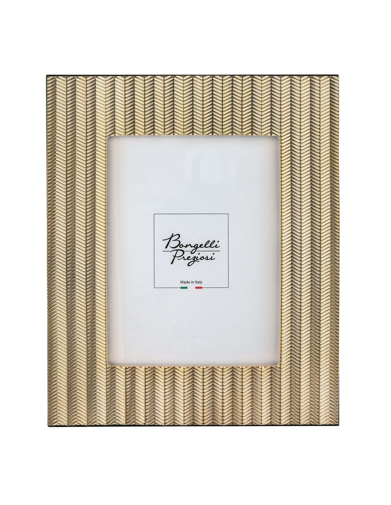 Cornice portafoto in resina marmorino oro a coste zigzag, foto 15x20 | Bongelli Preziosi -BONGELLI PREZIOSI