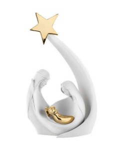 Presepe moderno Sacra Famiglia bianco e oro, collezione Onda | Bongelli Preziosi -BONGELLI PREZIOSI