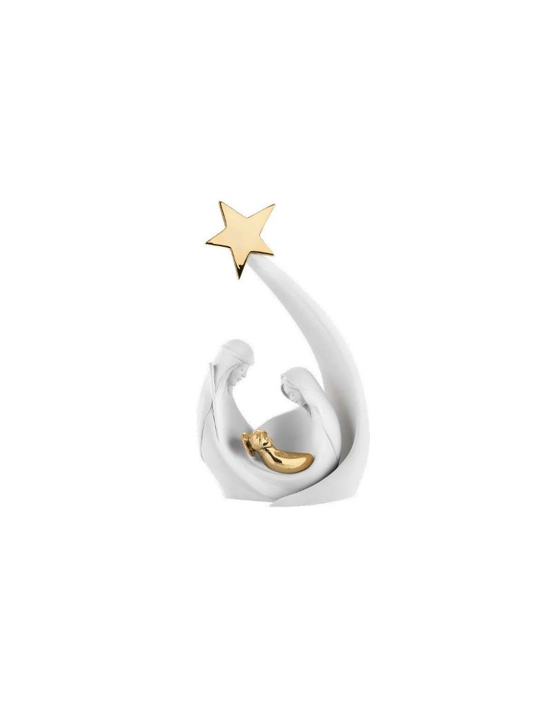 Presepe moderno Sacra Famiglia bianco e oro, collezione Onda | Bongelli Preziosi -BONGELLI PREZIOSI