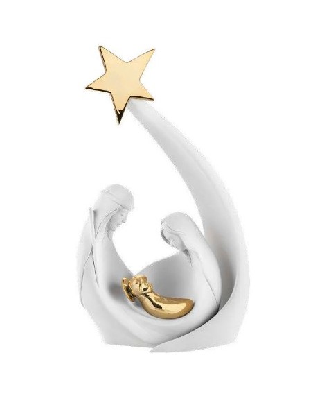 Presepe moderno Sacra Famiglia bianco e oro, collezione Onda | Bongelli Preziosi -BONGELLI PREZIOSI