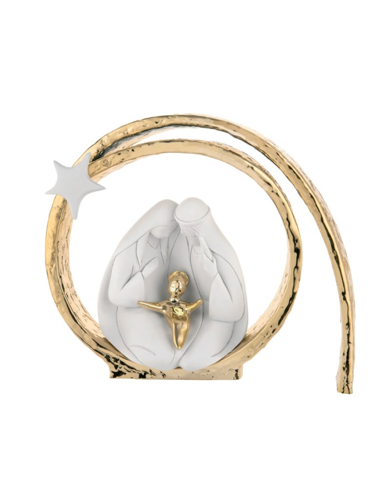 Presepe moderno Sacra Famiglia bianco e oro, collezione Vortice | Bongelli Preziosi -BONGELLI PREZIOSI
