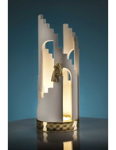 Lampada da tavolo LED Sogno in marmorino bianco e oro, 4 W, H 31 cm | Bongelli Preziosi -BONGELLI PREZIOSI