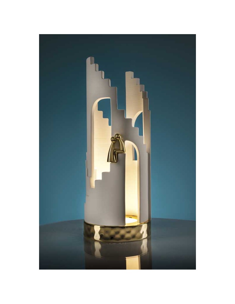 Lampada da tavolo LED Sogno in marmorino bianco e oro, 4 W, H 31 cm | Bongelli Preziosi -BONGELLI PREZIOSI