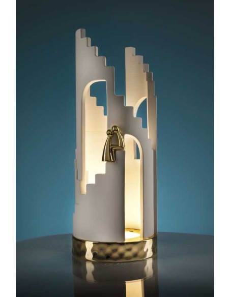 Lampada da tavolo LED Sogno in marmorino bianco e oro, 4 W, H 31 cm | Bongelli Preziosi -BONGELLI PREZIOSI