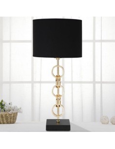 Lampada da tavolo Glam Rings in ferro intrecciato nero e oro, H 54 cm | Mauro Ferretti -MAURO FERRETTI