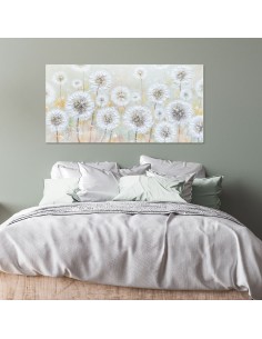 Quadro panoramico Soffio d'Estate soffioni bianchi dipinto a mano su tela, 140x70 cm | Agave -AGAVE