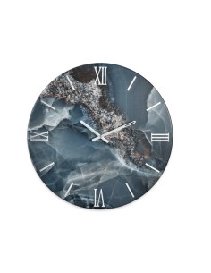 Orologio da parete Iside Ø 80 cm effetto marmo blu, numeri e lancette argento | Artidea -ARTIDEA