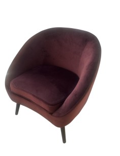 Poltrona in velluto prugna con piedi neri, 74x66 cm | Villa d'Este -VILLA D' ESTE